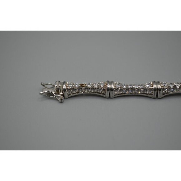 Hour Glass Bead Bracelet 925 PAJ Sterling Silver Clear Stone Hourglass 20.34g 8" - Picture 3 of 10